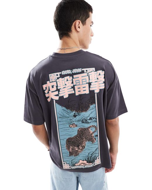 ASOS Blue Oversized T-shirt With Souvenir Back Graphic for men