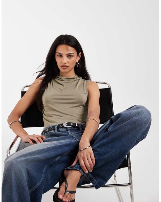 ONLY Blue Cowl Neck Top