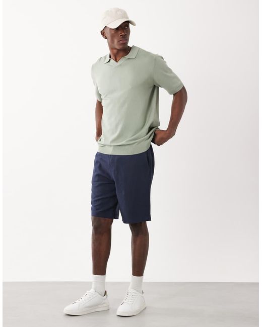 Threadbare Gray Knitted Short Sleeve Polo Shirt for men