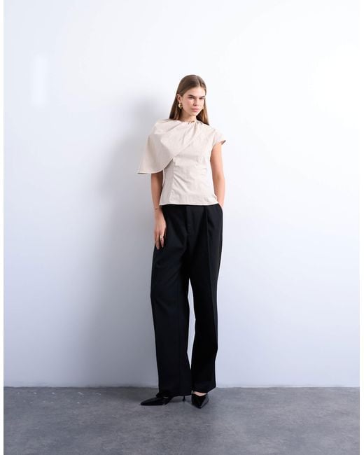 TOPSHOP Gray Cape Structured Top
