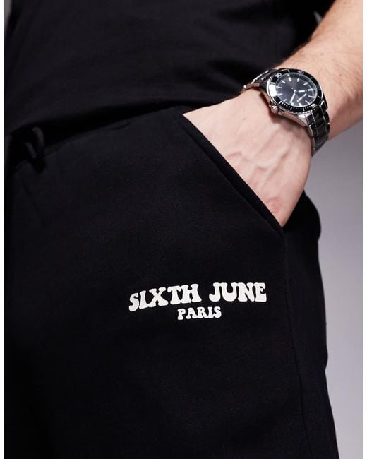 Sixth June Joggingbroek Met Rechte Pijpen En Logoprint in het Black voor heren