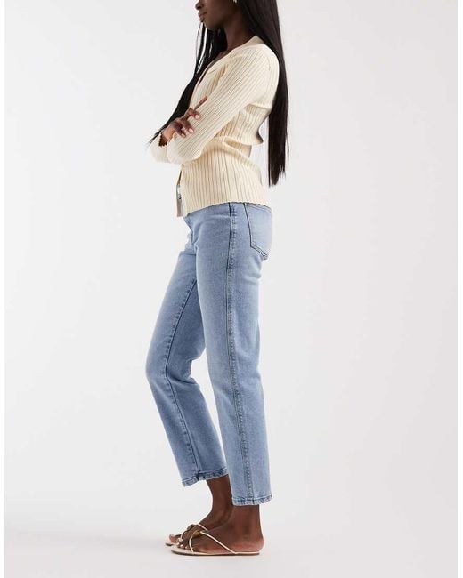 Vero Moda Blue Amara Straight Leg Ankle Length Stretch Jeans