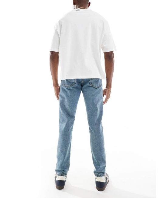 Don't Think Twice Blue Dtt Tall Rigid Cropped Tapered Fit Jeans for men