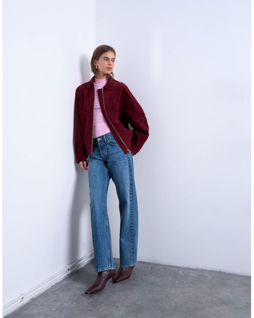 TOPSHOP Red – jacke aus wildlederimitat