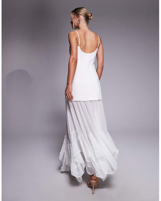 Forever New Purple Bridal Cami Sheer Hanky Hem Maxi Dress
