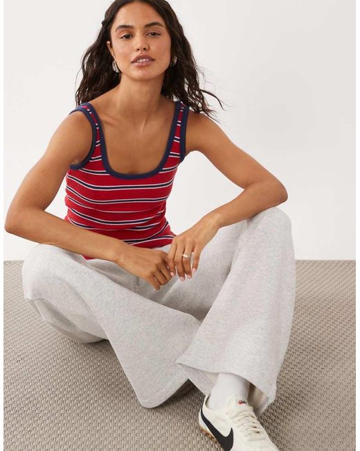 Abercrombie & Fitch Red Scoop Neck Tank Top With Built