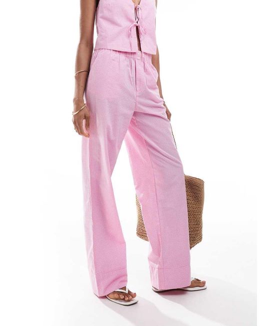 ONLY Pink Wide Leg Boxer Detail Trousers Co-Ord