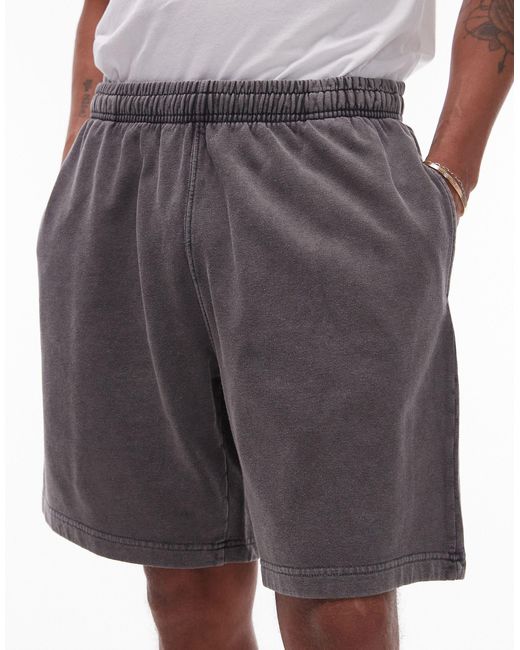 Pantalones cortos lavado extragrandes Topman de hombre de color Black