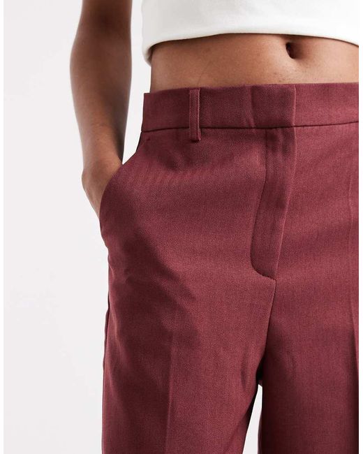 Vero Moda Red Tailo Herringbone Wide Leg Pants