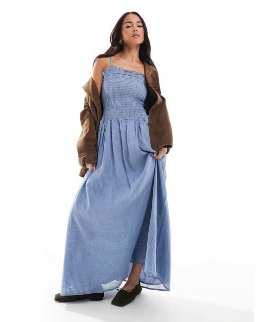 sachin and babi light blue dress Daisy Street Shirred Drop Waist Maxi Dress in Blue