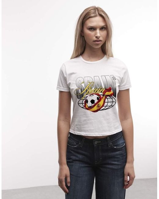 PRNT White Spain Football Cropped T-Shirt