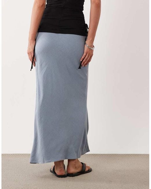 ASOS White Linen Look Bias Midaxi Skirt