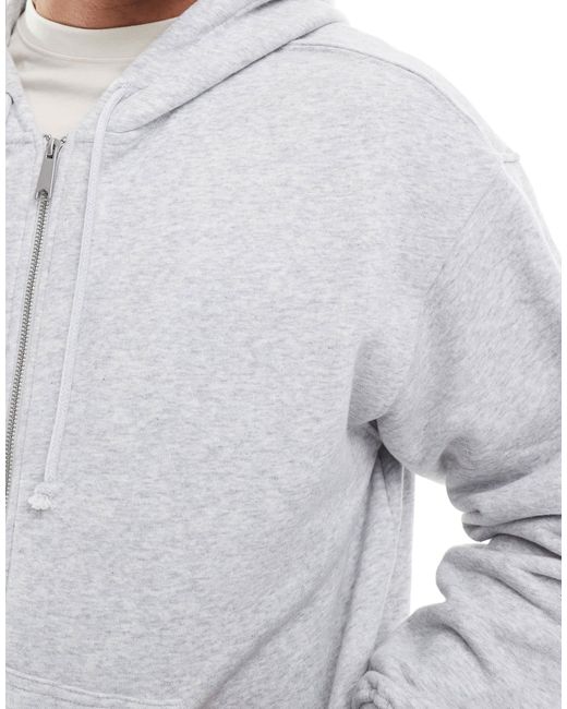 Cotton On White Cotton On Box Fit Zip Up Hoodie for men