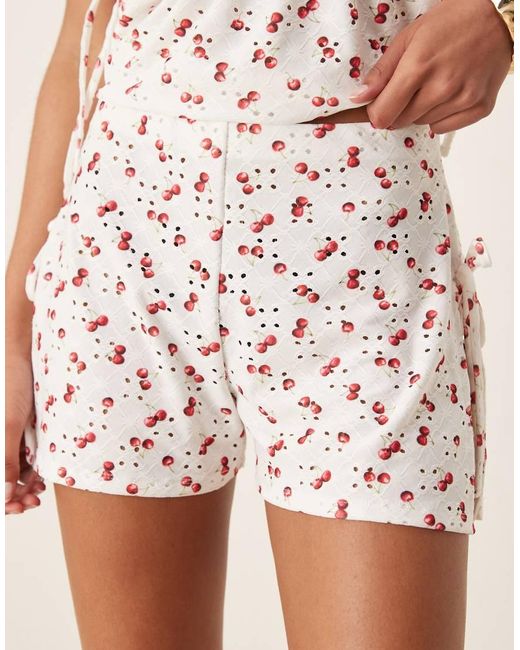 ASOS Natural Broderie Shorts Co-Ord