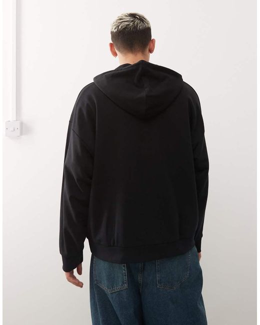 Collusion Black Boxy Hoodie for men
