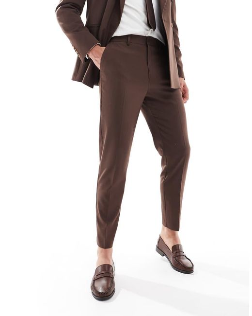 ASOS Brown Tapered Suit Trousers for men