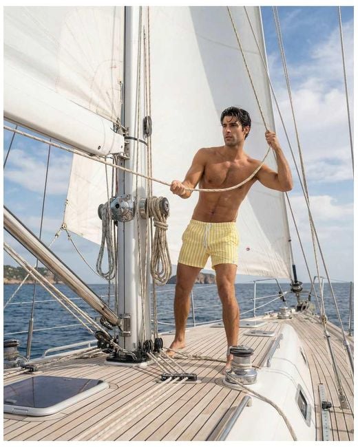 Apreslife Natural Stripe Swim Shorts for men