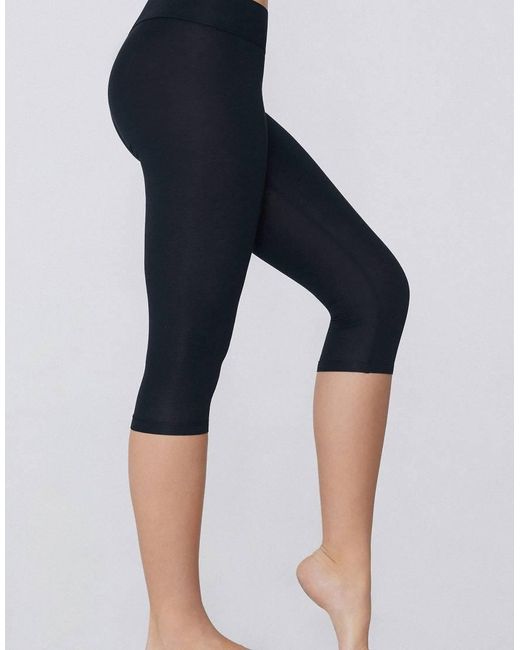 Tezenis Black Cotton Capri Leggings