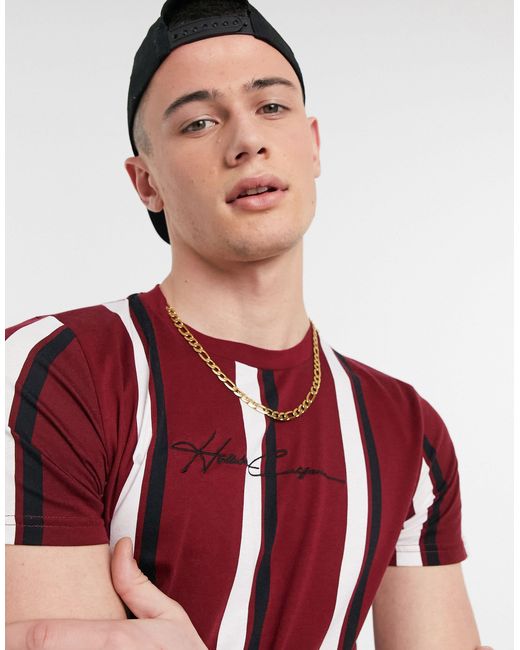 Caballero Renacimiento exégesis Camiseta a rayas con logo central en vertical Hollister de hombre de color  Rojo | Lyst