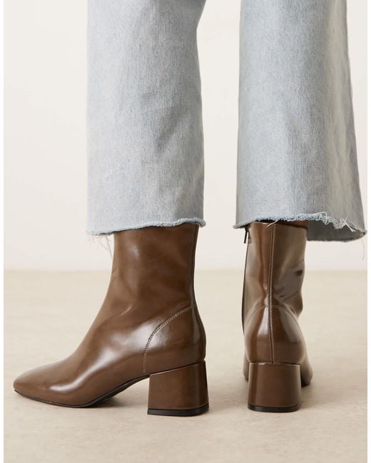 ASOS Natural Relay Smart Heeled Ankle Boots