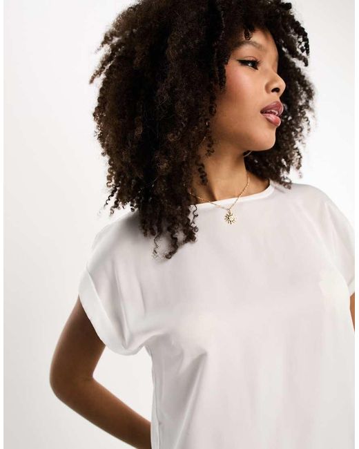 Vila White Satin Front Top