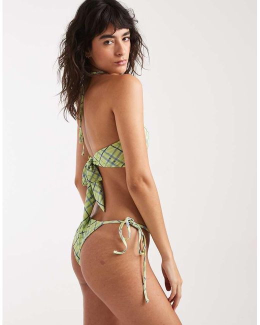 Daisy Street Green Bandana Bikini Top And Tie Side Bottoms