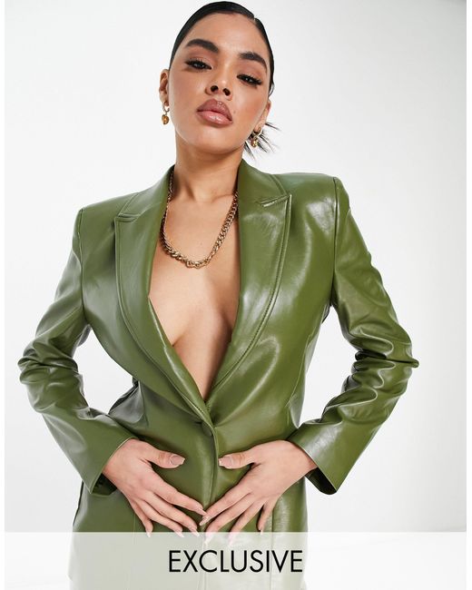 AsYou Green – blazer aus kunstleder mit gürtel