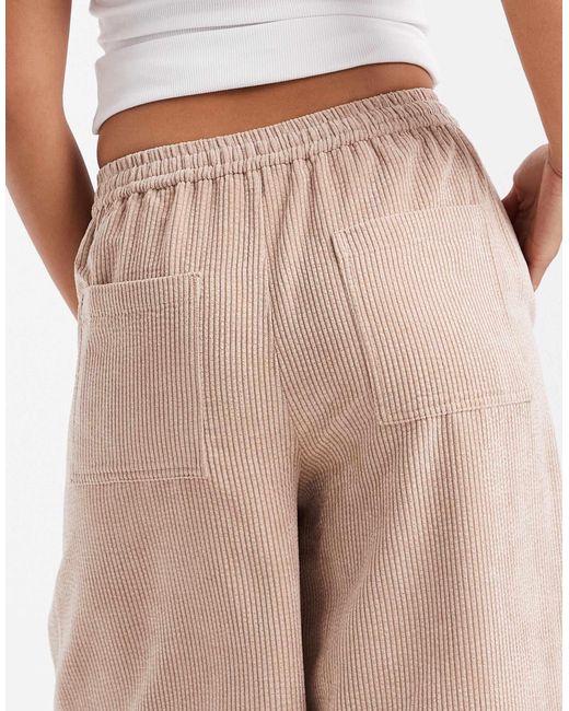 ASOS Natural Pull On Barrel Leg Cord Trousers