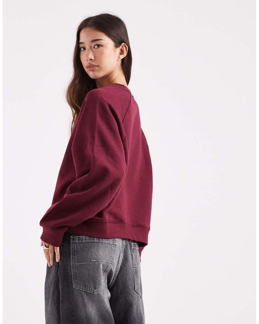 ASOS Red Oversized Brushback Sweatshirt With Raglan Detail