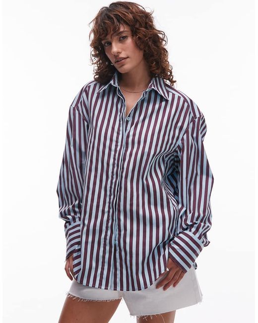 TOPSHOP Super Oversized Poplin Overhemd in het Blue