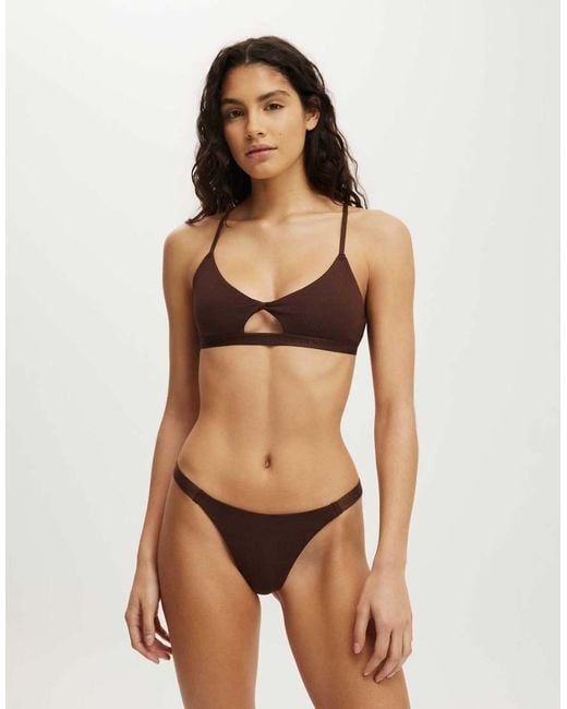 Cotton On Natural Branded Cotton Knot Front Bralette
