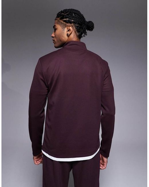 River Island Purple Half Zip Funnel Neck Sweatshirt for men