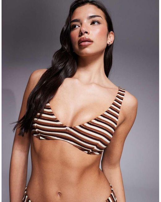 ASOS Brown Tori Towelling Seville Plunge Bikini Top
