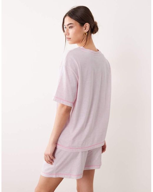 ASOS Pink Essentials Oversized Tee And Shorts Pyjama Set