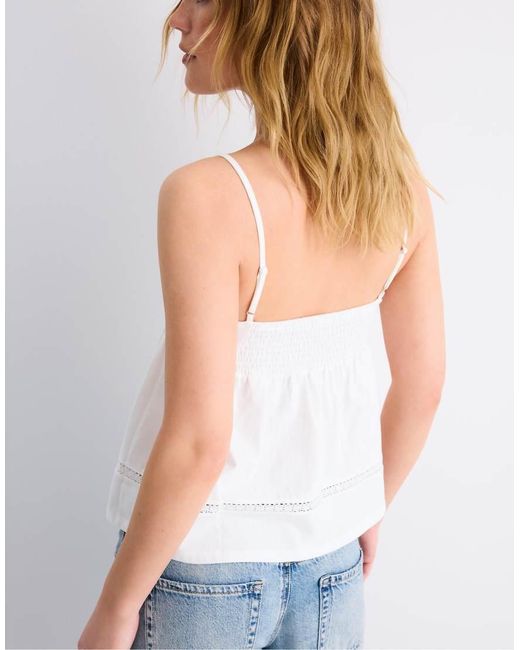 Stradivarius White Crochet Strappy Top