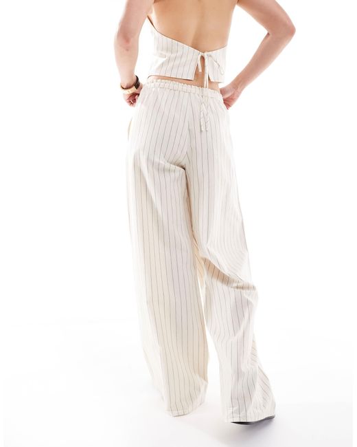 Pull&Bear White Rustic Wide Leg Pants