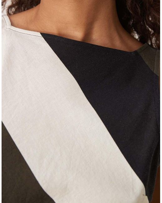 ASOS White Square High Neck Mini Sundress With Shirred Back