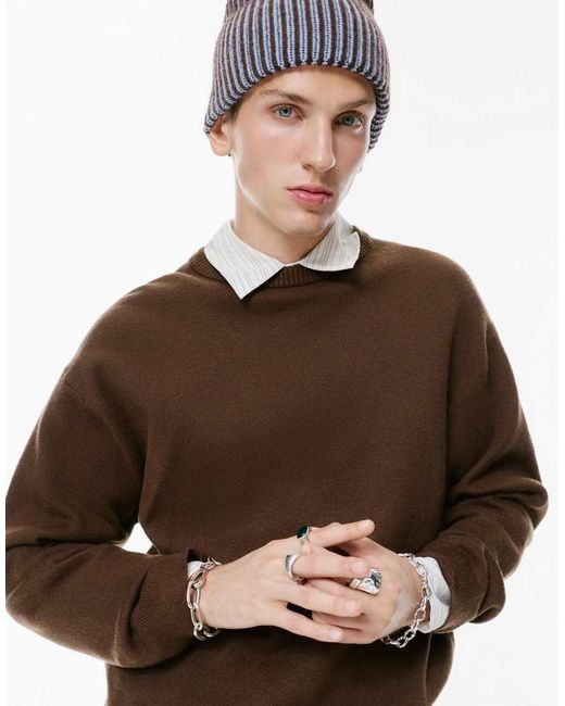 Pull&Bear Brown Soft Knit Jumper for men