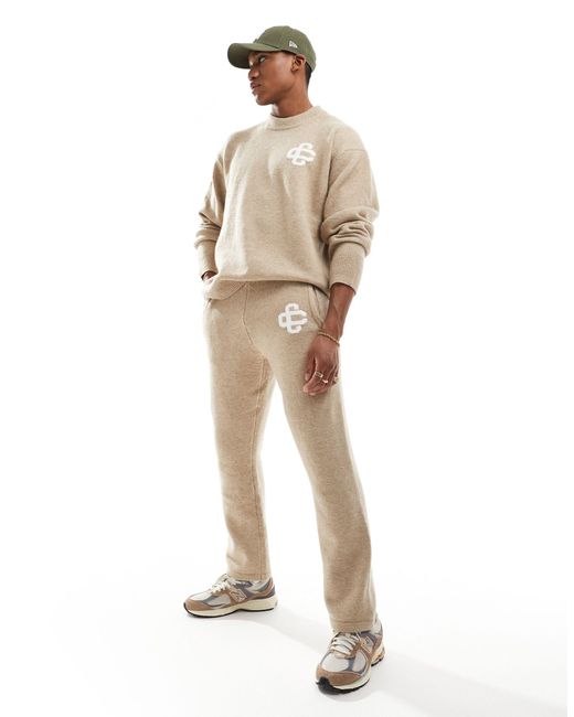 The Couture Club Natural Fluffy Emblem Knitted Trouser for men