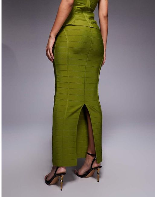 Kaiia Green Exclusive Premium Sculpting Bodycon Bandage Maxi Skirt