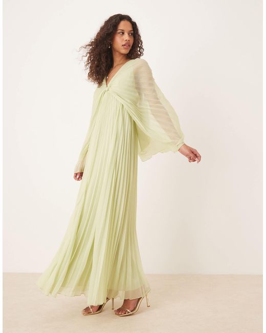 ASOS Natural – plissiertes maxikleid aus chiffon