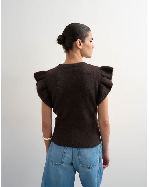 TOPSHOP Black – kurzärmliges strickoberteil