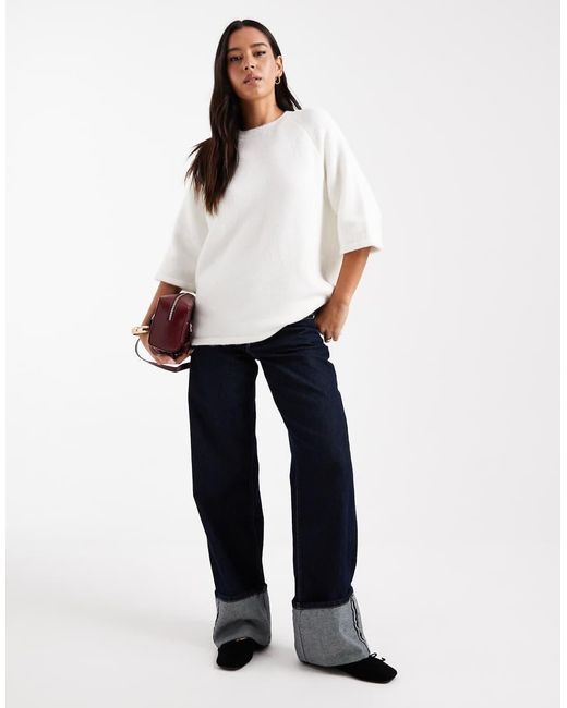 ASOS White Knitted Oversized Top With Wool