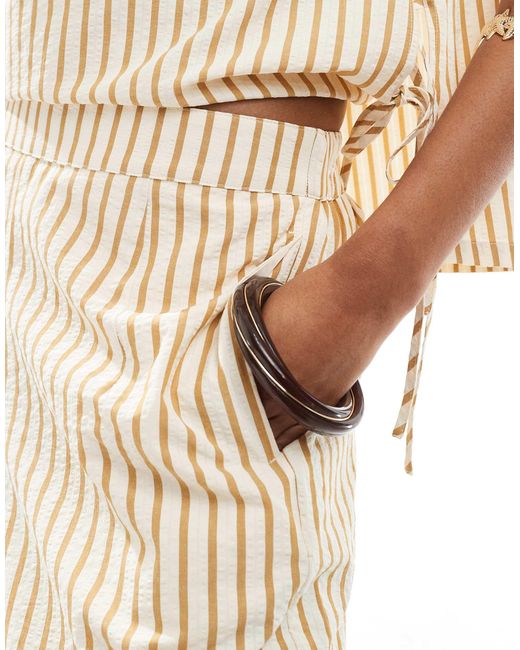 Pantalon droit rayé d'ensemble à enfiler en crêpe ASOS en coloris White