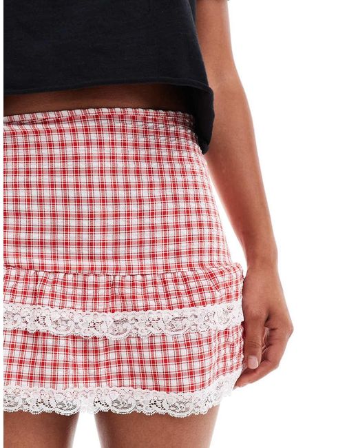 Daisy Street Red Double Layer Mini Rara Skirt
