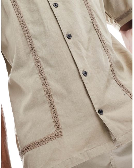 Threadbare – kurzärmliges baumwoll-hemd in Natural für Herren