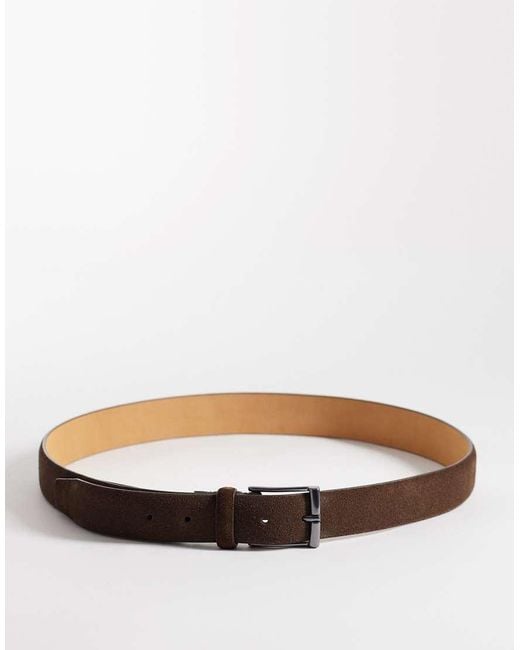 Mango Brown 100% Leather Belt With Silver Buckle for men