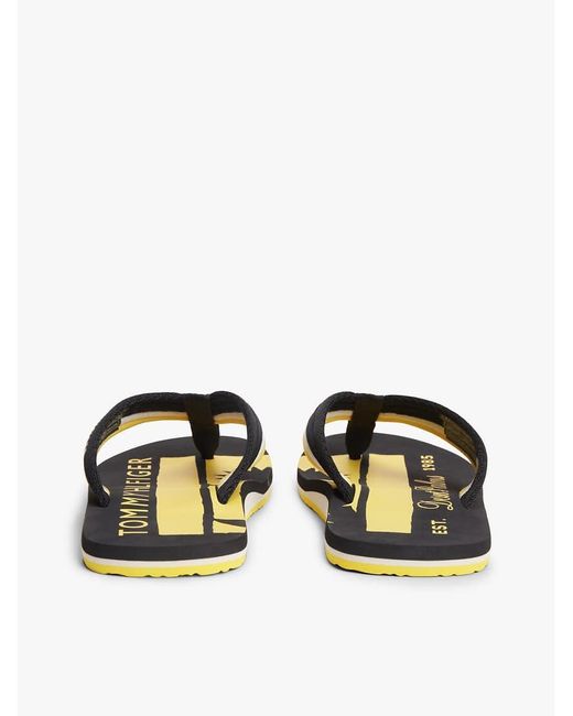 Tommy Hilfiger Black Stripe Webbing Strap Flip-Flops for men