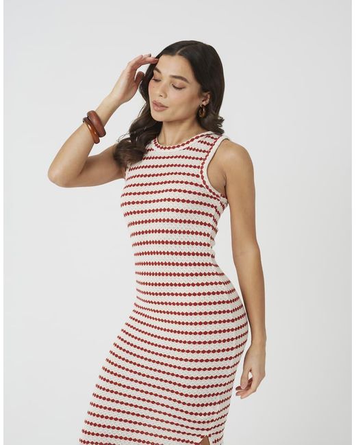Brave Soul White Textured Jersey Sleeveless Stripe Maxi Dress