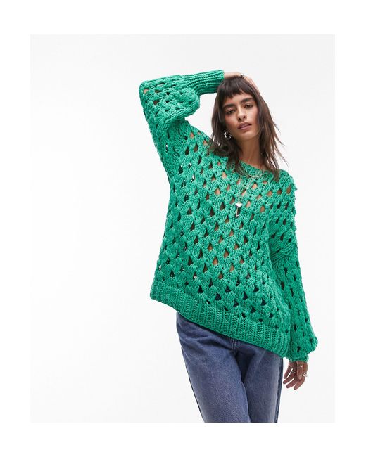 TOPSHOP Green – hochwertiger, von hand gestrickter pullover